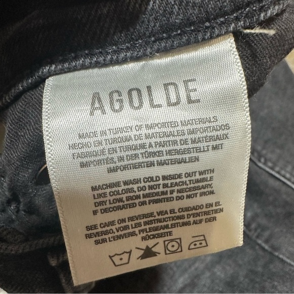AGOLDE Nico High Rise Slim Fit Jeans in Cassette 25 Black Distressed - Picture 9 of 13